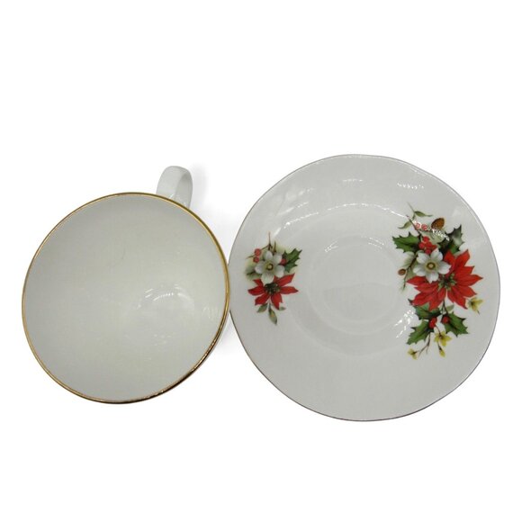 SADLER Wellington CHRISTMAS Poinsettia Tea Cup And Saucer Made In England - Picture 10 of 11
